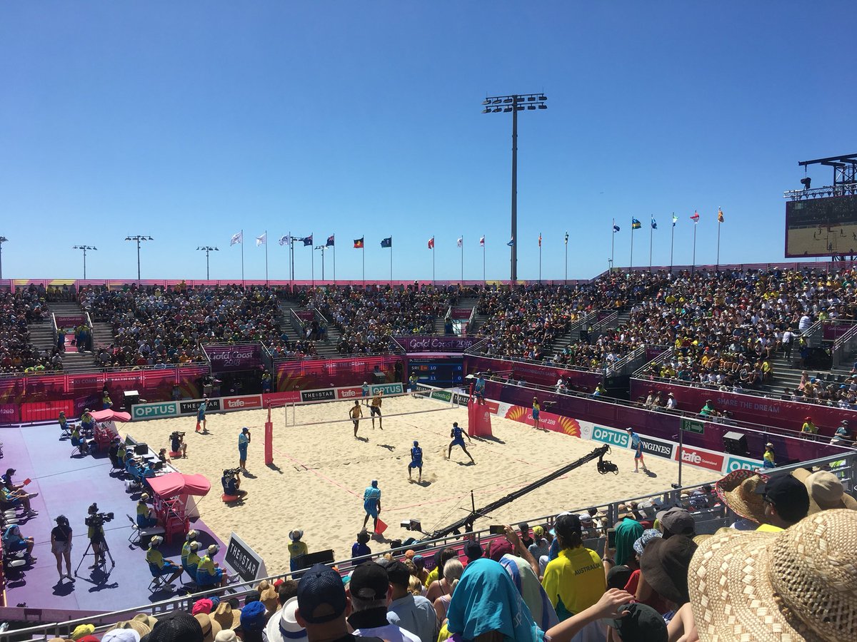 hguilfoyle's tweet photo. Sun, sand and surf at @GC2018 ☀️🤽‍♂️#GC2018 #gc2018beachvolleyball https://t.co/fFKaMxFvMD