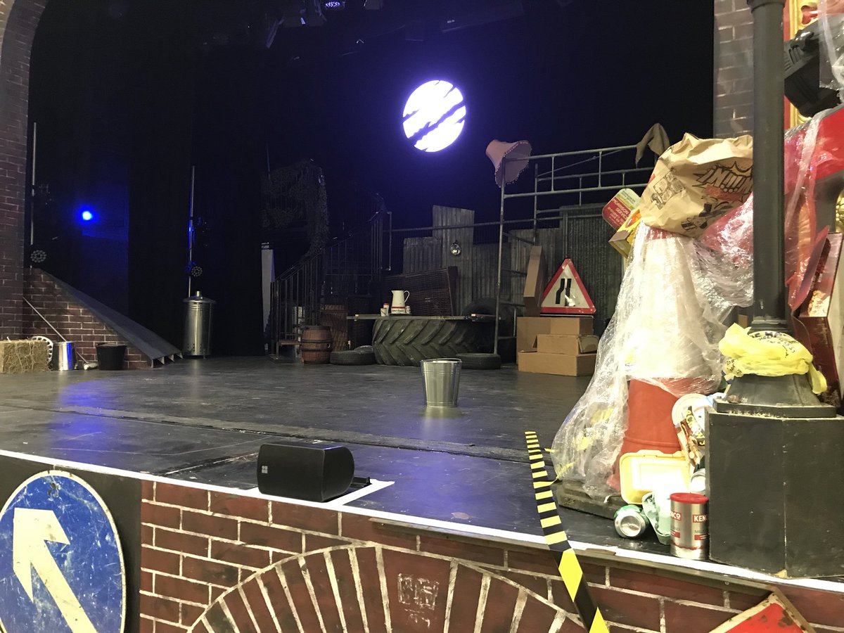 pgoldsmith1's tweet photo. I remember having a chat with @Adammorley7 once about how a set and tech tells it’s own story, and how you should make it live. I think he’d be proud of my creation for ‘Cats’. And it cost less than £100. #recycle #creation #techmagic #setmagic #storywithinastory #cats #Dereham https://t.co/QwSkKHYflA