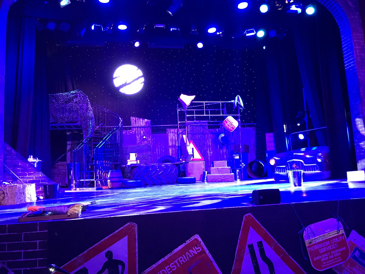pgoldsmith1's tweet photo. I remember having a chat with @Adammorley7 once about how a set and tech tells it’s own story, and how you should make it live. I think he’d be proud of my creation for ‘Cats’. And it cost less than £100. #recycle #creation #techmagic #setmagic #storywithinastory #cats #Dereham https://t.co/QwSkKHYflA