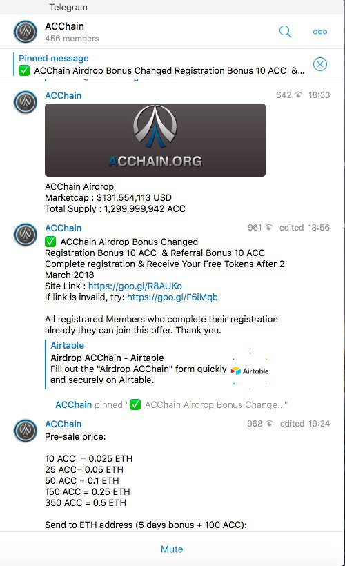 ACChainorg's tweet photo. ACC is NOT an #ERC20 #token. Anyone claiming ACC can be airdropped to ERC20 addresses is a #scam. There's no further #airdrop. ACC cannot be purchased anywhere except exchanges, no tokens are available via https://t.co/s95Is4SE31.
#ethereum #acchain #blockchain #airdrops #bitcoin https://t.co/c2Qk81kAL3