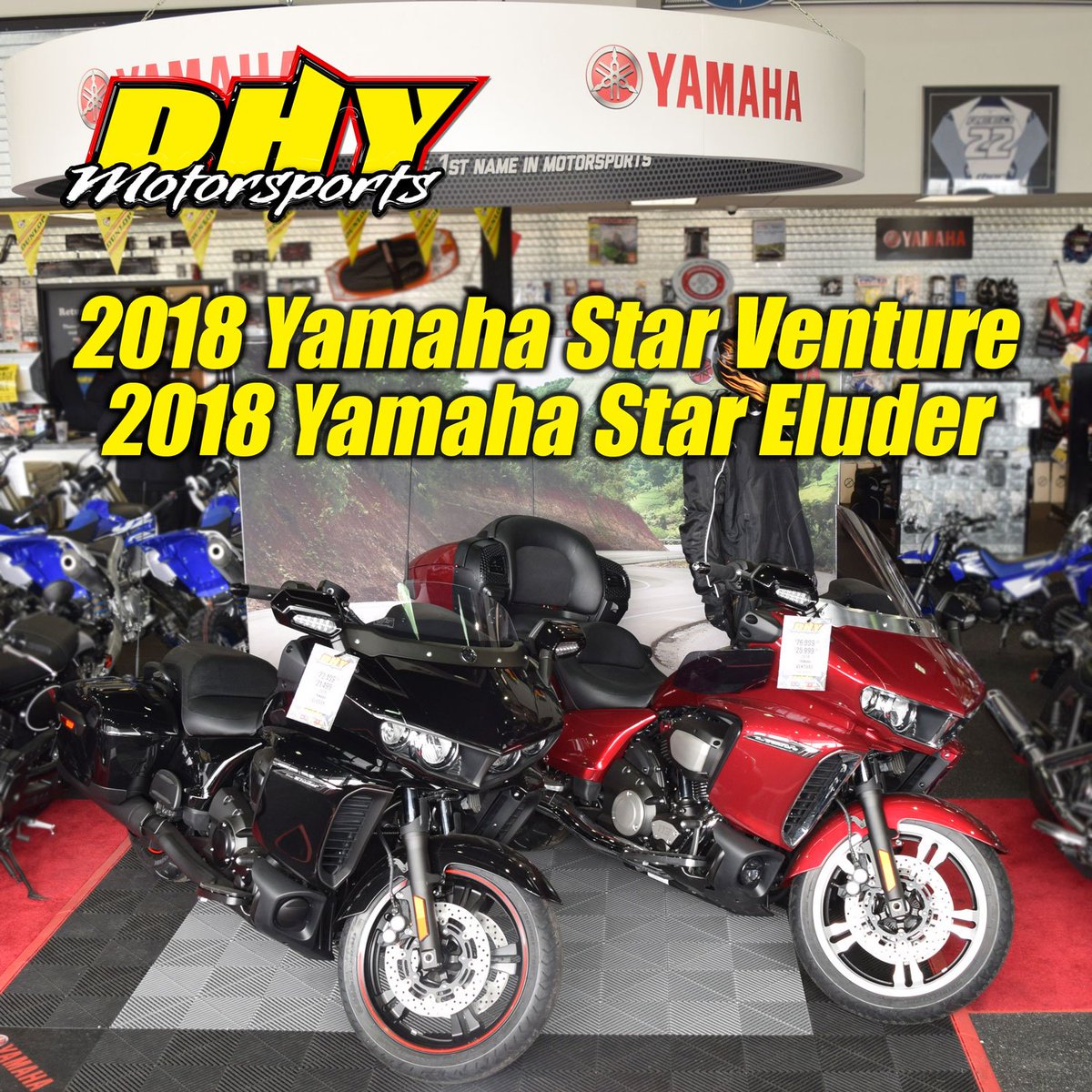 DHYNJ's tweet photo. The 2018 #Yamaha #Star #Venture and #Eluder are two great reasons to stop by #DHYMotorsports. These #TranscontinentalTourers are packed with features and handle like a dream. https://t.co/DOhGUH25de