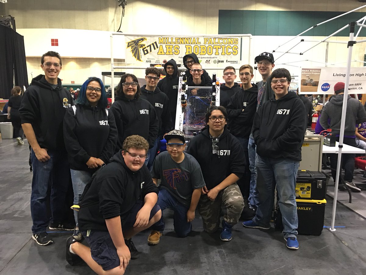 AtwaterFalcons's tweet photo. From yesterday: Great job by our “Millennial Falcons 6711” at the Robotics Competition at the Fresno Convention Center. Lots of hard working kids!! #FalconStrong https://t.co/5PBIBZ40GJ