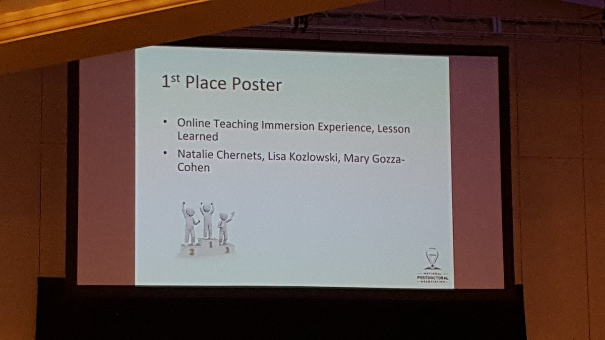 Thanks <a href="/nationalpostdoc/">nationalpostdoc</a> 
annual mtg #NPA2018 poster judges, including <a href="/NLundsteen/">Natalie Lundsteen</a> for thinking my poster pres. was worthy, <a href="/BWFPATH/">Victoria McGovern 🇺🇸🇬🇷🇮🇪🏴‍☠️</a> <a href="/BWFUND/">BWFUND</a> for funding our #online #teaching program &amp; <a href="/MaryGozzaCohen/">Mary Gozza-Cohen, PhD</a> <a href="/chernetsn/">Natalie Chernets</a> &amp; our <a href="/JeffersonUniv/">Thomas Jefferson University</a> students &amp; postdocs for making it a reality.