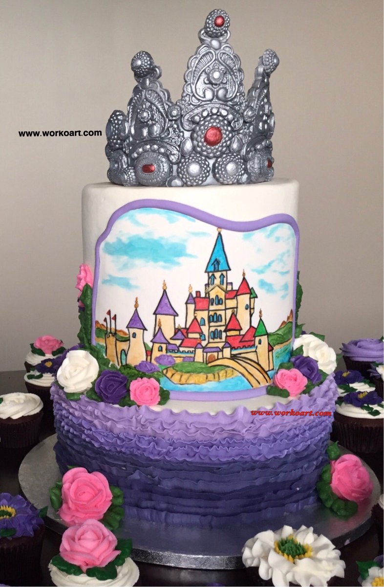 Work_o_Art's tweet photo. A Cake for the #Princess In you. Matching #cupcakes, edible crown and the delicate purple color, all come together to make you feel royal. https://t.co/lurJhd3cDI