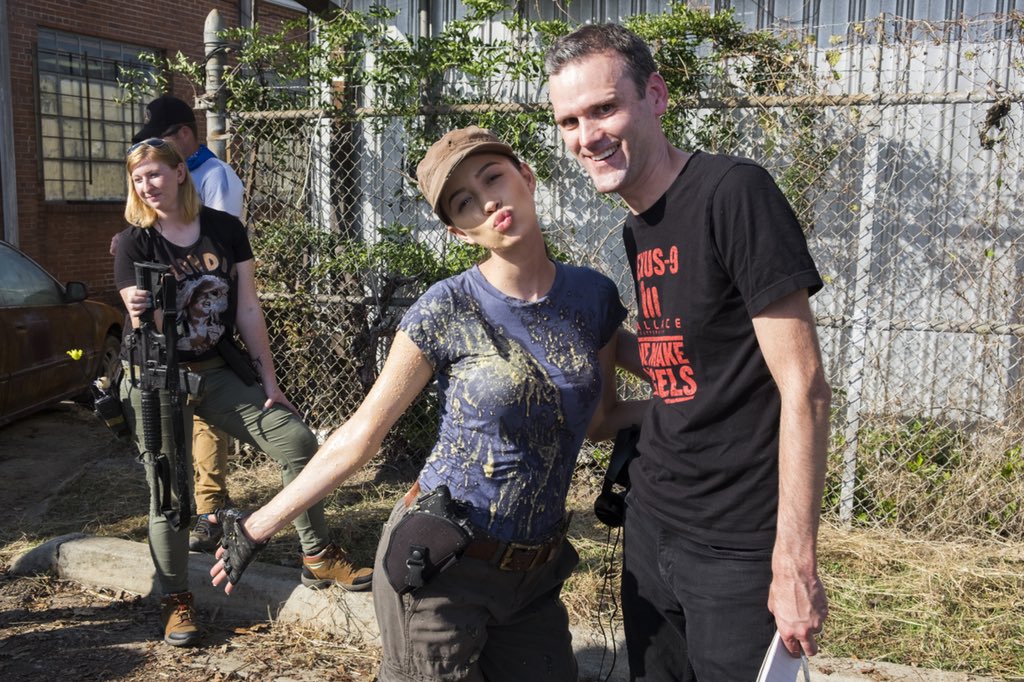 I gotta say, @cserratos took being puked on like a total champ. #TheWalkingDead