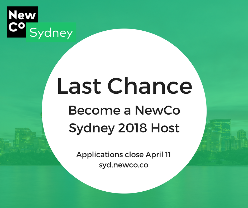 NewCoAus's tweet photo. It's your last chance to join Sydney's most innovative business leaders by hosting a session at this year's #NewCoSyd. Apply now https://t.co/UI7EaeHwol https://t.co/f8HlxOwZCb