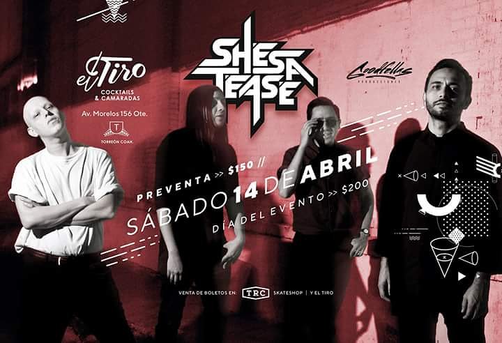 RokkersMX's tweet photo. ☡ @shesatease en #Torreón ☡
Próximo 14 de Abril en @ElTirotrc
Preventa: $150 
Día del evento: $200
Venta de boletos en TRC Skateshop y en El Tiro 😎 https://t.co/uvtcJP9sHJ