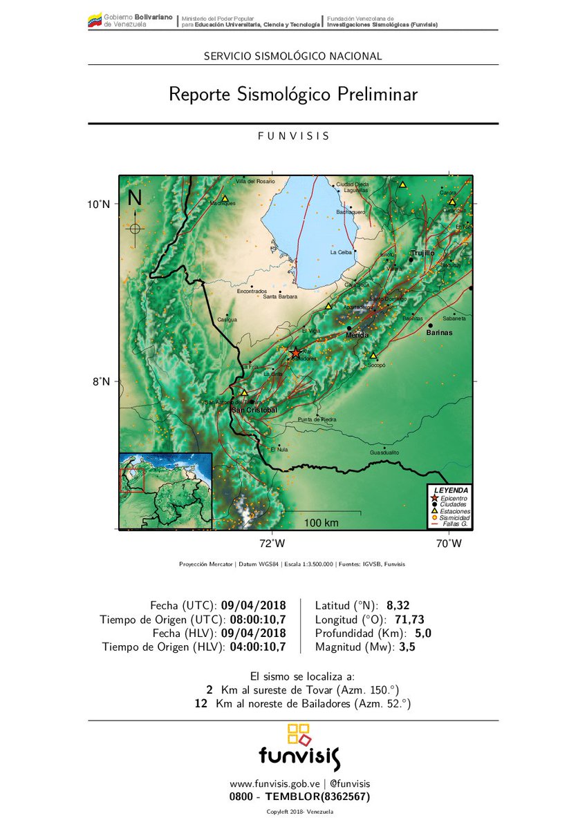 FUNVISIS's tweet photo. #Sismo de magnitud 3,5 se registró hoy en Tovar https://t.co/8xOpHfx9Wq  #Temblor - Conoce más de este evento sísmico sentido visitando https://t.co/29PaUWX3yo   -  Sigue nuestras recomendaciones https://t.co/xfts7S5gat