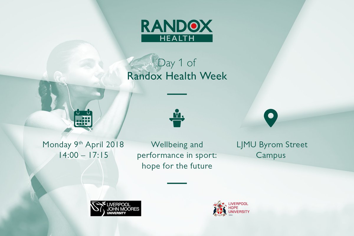 RandoxHealth's tweet photo. Don't forget to join us today @LJMU @LJMUSportSci as we kickoff #RandoxHealthWeek with a discussion on #wellbeing and performance in sport.
Get your FREE tickets here: https://t.co/cRZcA1mZE8 https://t.co/WJEnUkttoC