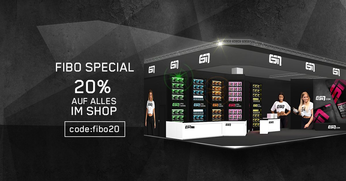 FIBO SPECIAL 🌟
Diese Woche 20% auf ALLES in unserem Shop 😍💪
➡ Code:"fibo20"
Laufzeit: 09.04.-15.04.2018