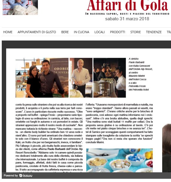 OrobieAlps's tweet photo. La rivista enogastronomica Affari di Gola parla di noi! #AffaridiGola #OrobieAlpsResort #LaRassegna https://t.co/Um4BTh90sK