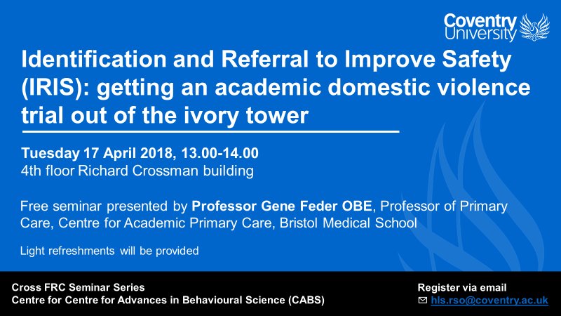 CovUniHC's tweet photo. Gene Feder, Professor of Primary Care from @BristolUni, will be here next Tuesday (17 April) presenting a research seminar hosted by @CovUni_CABS more info below⬇️ https://t.co/HRNtFzzWDk