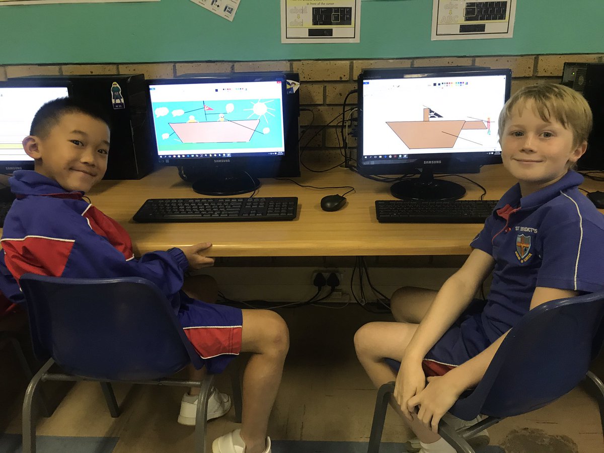 misswhite58's tweet photo. STEAM week. T- is for technology! The boys absolutely loved designing and labeling their pirate ships on the computers this morning. Goodluck for when you make the actual ship boys! Let's hope they can stay above the water. @BenniesJP @BenniesSA https://t.co/H65gYiP8at
