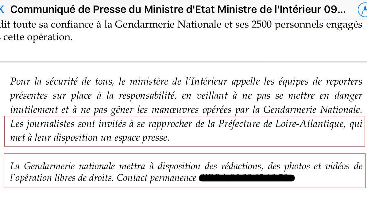 nuitdebout's tweet photo. Si l'évacuation de #NDDL c'est l'état de droit, pourquoi interdire l'accès à la presse ? @ellensalvi @jadelindgaard @HubertBriochin https://t.co/5OsRKzeuoe