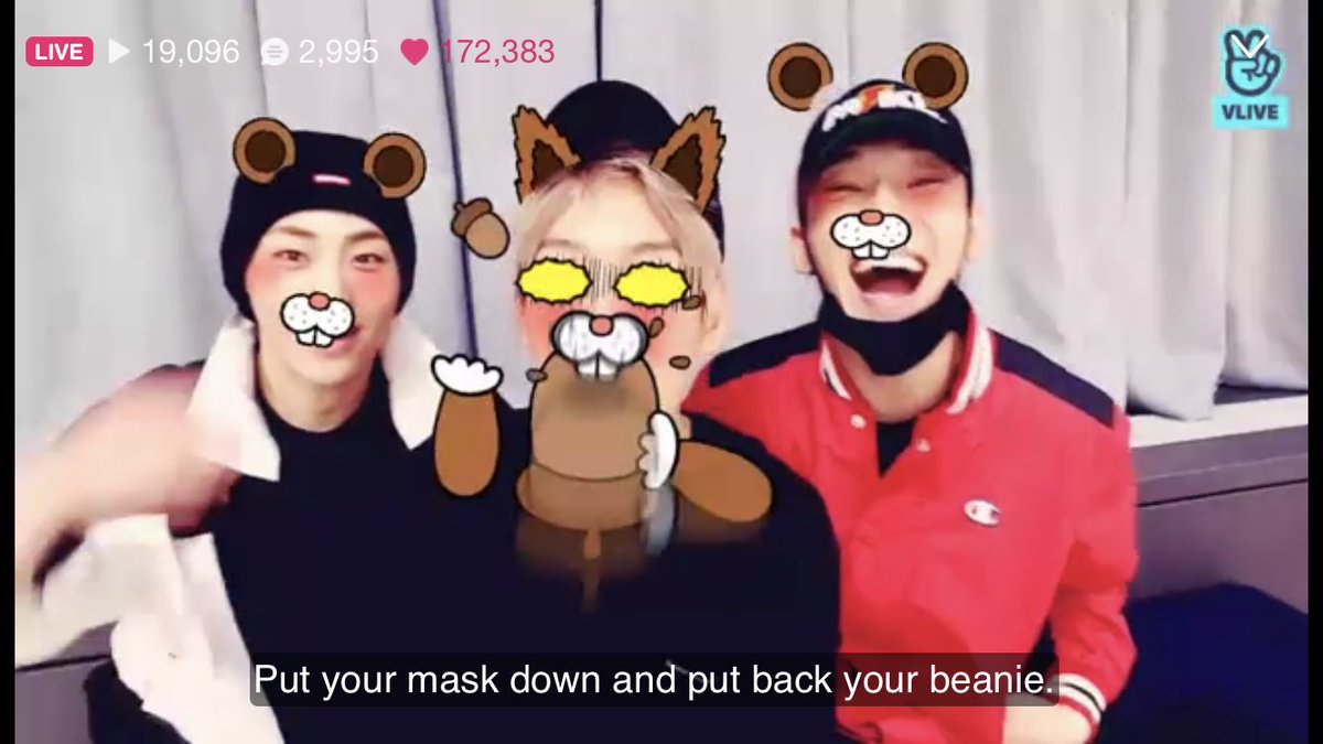 baekactivities's tweet photo. baekhyun using the vlive filters with minseok and jongdae [2018] lol #EXO_CBX https://t.co/g9BGJfQUSC