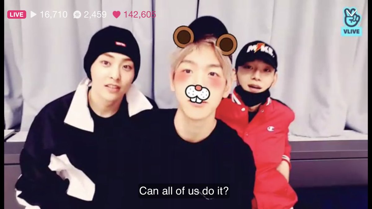 baekactivities's tweet photo. baekhyun using the vlive filters with minseok and jongdae [2018] lol #EXO_CBX https://t.co/g9BGJfQUSC