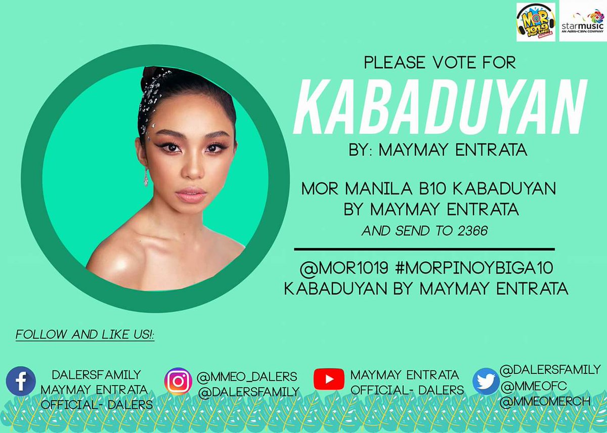 MMEofc's tweet photo. Good morning mga KaDream!

@mor1019 #MORPinoyBiga10 KABADUYAN by Maymay Entrata https://t.co/4hZhUFPqL4