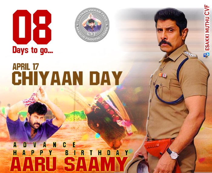 ibrahim167's tweet photo. Retweeted Esakki muthu Cvf (@CvfKutty):
only #08days to go...............
#chiyaanday
#april17
#advanceHBD #chiyaananna https://t.co/SRWQ9I07O4 https://t.co/ljsAcMe4yZ