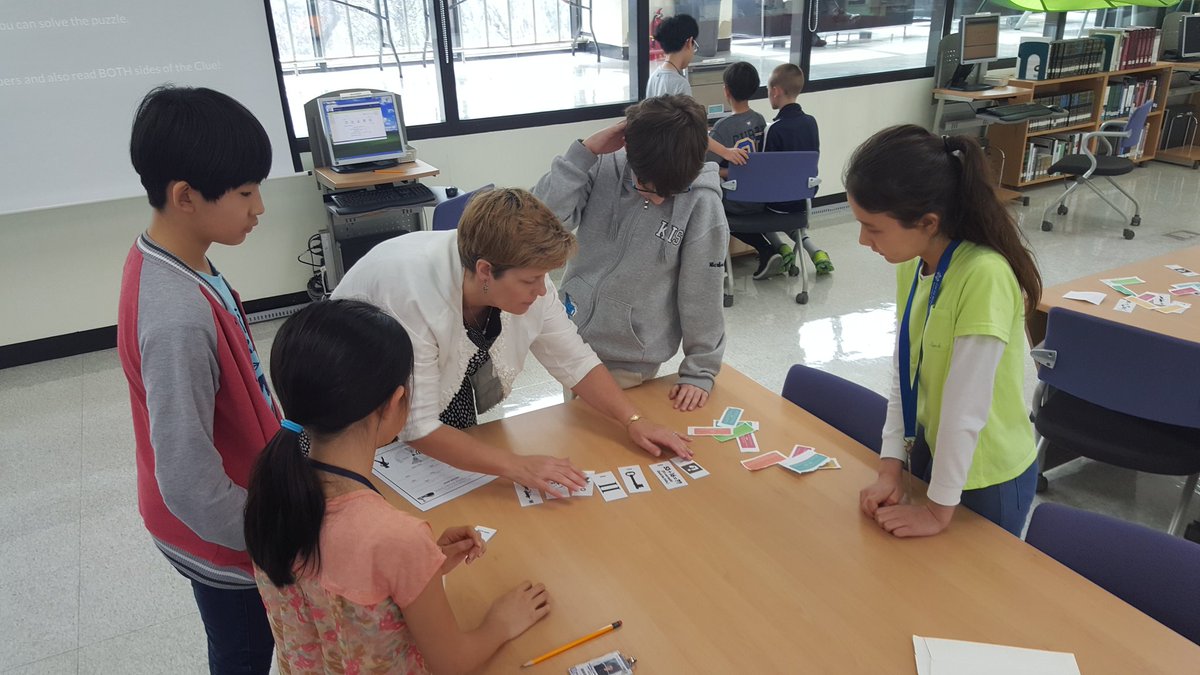 JayKeshaw's tweet photo. Big thank you to @klgreen2950 and the middle school library staff for an engaging, fun and at times challenging library scavenger hunt. The students enthusiasm and  collaboration showed how much they enjoyed your wonderful library orientation lesson. #kispride #Collaboration https://t.co/jnASUkL5ju
