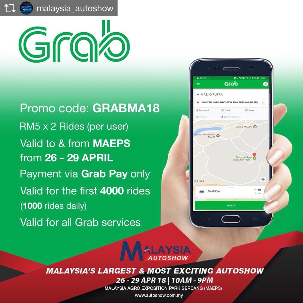 maepsserdang's tweet photo. Repost from @malaysia_autoshow
.
.
Use GRAB and get an exclusive discount when heading to the 2018 Malaysia Autoshow @grabmy
#MAS2018 #grabcar #grabpromocode #grab https://t.co/O5U7vqaOOk