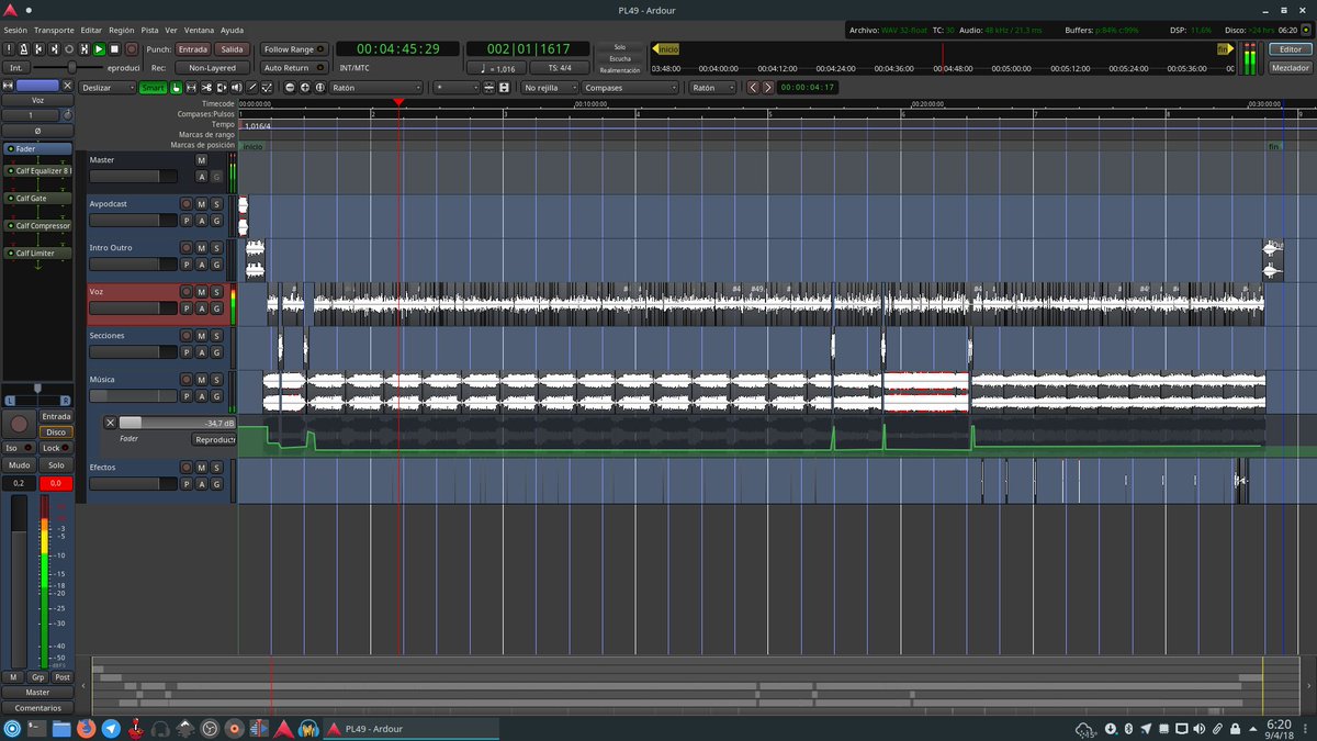 podcastlinux's tweet photo. Lista la edición del episodio de este miércoles, #LiberaTuRouter.
Sigo recomendando @ardourdaw para los que ya controlan @getaudacity y quieran automatizar, mejorar e ir más rápido. https://t.co/RyzDfbJGwL