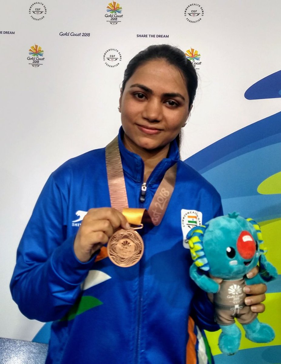 India lauds Apurvi Chandela for securing the Bronze in the women’s 10m Air Rifle event. It is amazing to see Apurvi emerge as one of India’s finest shooters: PM <a href="/narendramodi/">Narendra Modi</a> #GC2018