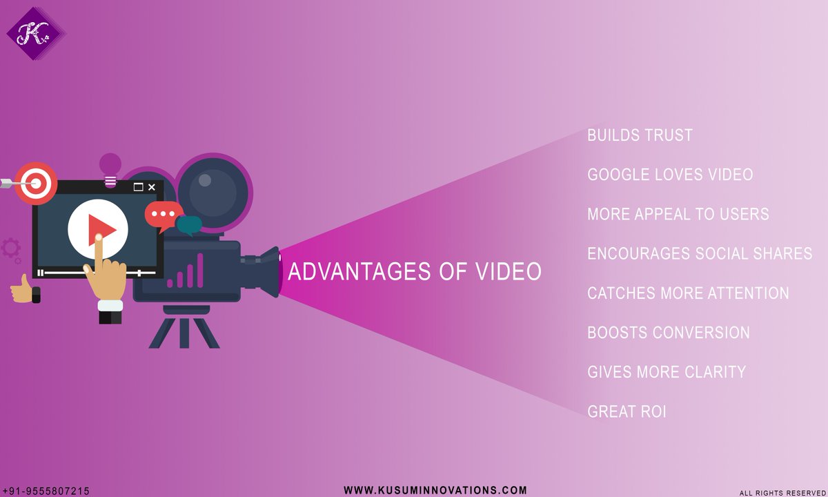 kusuminnovation's tweet photo. Videos are an inseparable part of Marketing. Let's find out the advantages of Videos. Connect us on business@kusuminnovations.com or call 91-9555807215
#VideoMarketing #VideoProductionInDelhi #AdProductionCompanyInDelhi #Videos #Marketing https://t.co/UYm0Xcvpfu