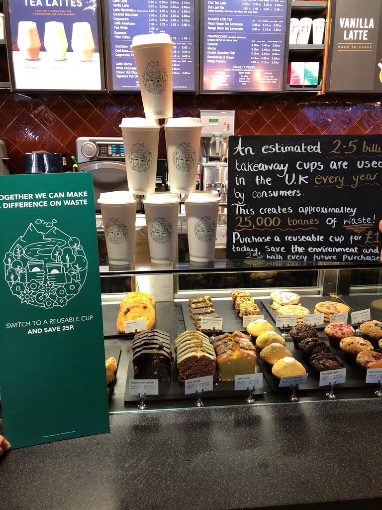 SBUXBramptonHut's tweet photo. Come collect your #EarthDay2018 reusable cup!!🤭 25p off every beverage you use it with💕 https://t.co/iGfTDhbxuV