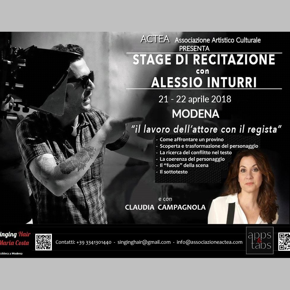 c311980's tweet photo. #modena  #stagedirecitazione con #alessiointurri #regista e #claudiacampagnola #attrice il.21 /22 aprile2018 .....vi aspettiamo  numerosi https://t.co/K96Ix8TFS3