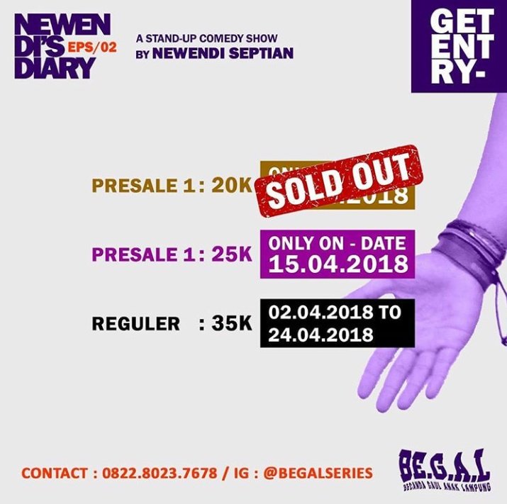 komtungTV's tweet photo. 25 APRIL! | Stand-Up Comedy Show #NewendisDiary Eps.2 by @newendi | at @WarungNongkrong | 19.30 WIB | PS2: 25K/REG: 35K. 

Info: @StandUpIndo_LPG https://t.co/toEIbWcXMZ