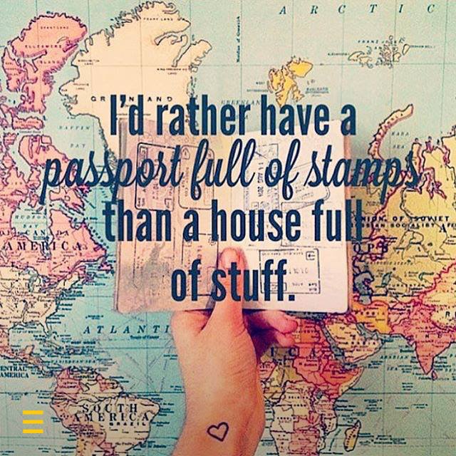 "Prefiero un pasaporte lleno de sellos, que una casa llena de cosas"  ✈️
#FelizLunes
