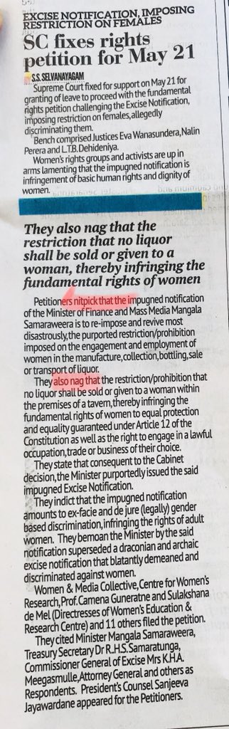 SaraniJay's tweet photo. @Dailymirror_SL why use phrases like “nitpick” and “nag” to describe a FR petition filed by a group of women? https://t.co/MyOpGhtJlE