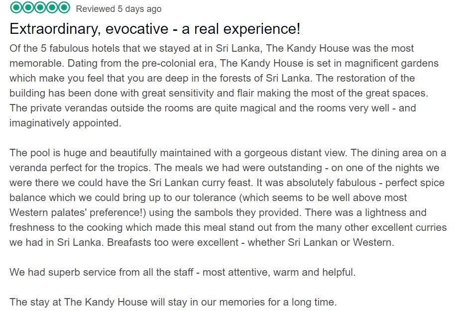 MH_Concepts's tweet photo. #TheKandyHouse gets @TripAdvisor Traveler's Choice 2018! #kandy #honeymoonhotelskandy #srilankahoneymoon #luxuryhotelskandy #boutiquehotelsinkandy #wheretostayinkandy #srilanka https://t.co/sjoRgOZbyN