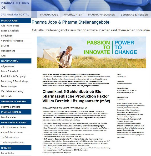 Pharma Zeitung De On Twitter Chemikant 5 Schichtbetrieb Biopharmazeutische Produktion Faktor Viii Im Bereich Losungsansatz M W In Wuppertal Elberfeld Gesucht Von Bayer Ag Https T Co 0a4nrnjjag Chemikant Biopharmazeutisch Bayer Jobs Bayer