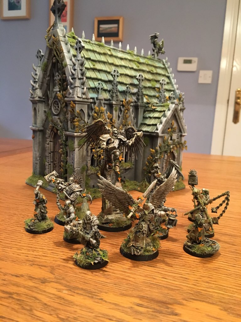 tinracersteve's tweet photo. Got a #miniaturemonday but more of a #bigaturemonday. The Chapel of the Devoted of Sigmar is complete. Will play as a war altar (but doesn’t move and no melee attacks) for the #devotedindeath I bought the 3D STL files, @garrisimo printed it. https://t.co/ndFruFPYAv