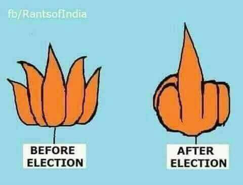 tdpsatish's tweet photo. This pic sums up the story guys. Nature of @BJP4India before &amp; after elections. Just beware of this @BJP4Karnataka 
#KarnatakaElections #VoteWisely https://t.co/7EJqYHyGIw