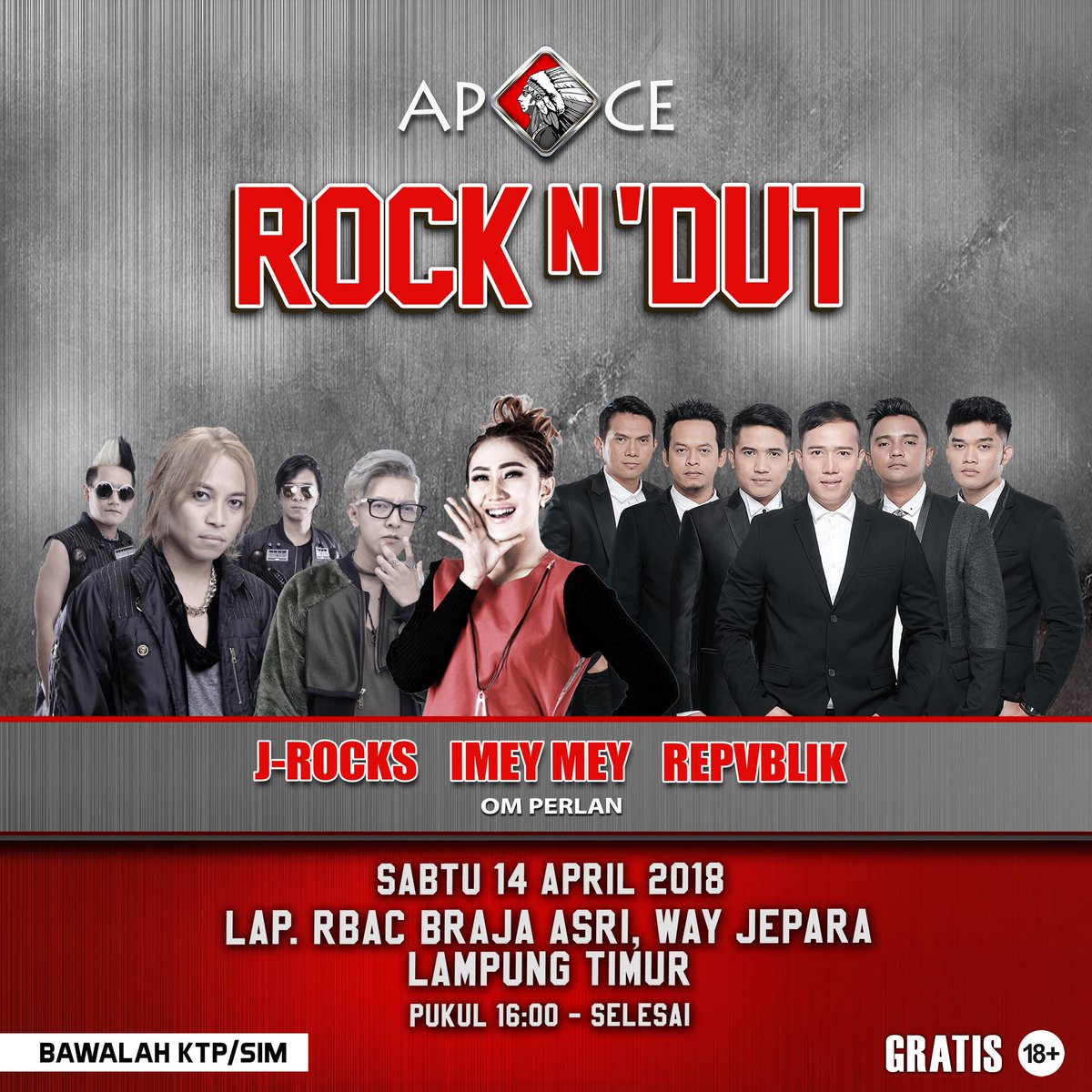 Masyarakat Sumenep dan Way Jepara, sudah siap untuk kedatangan #eventapache #rockndut 2018? Yuk catat tanggalnya agar tidak terlewatkan keseruan nyanyi bersama artist idola kalian..