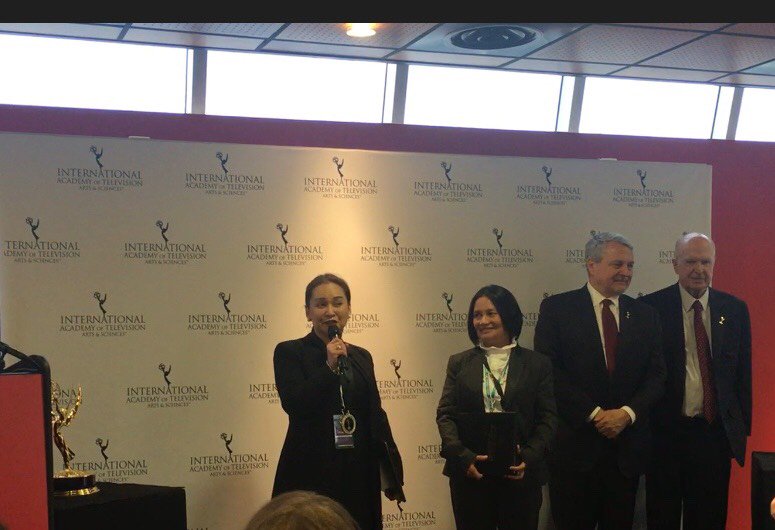 ABSCBNpr's tweet photo. Dreamscape business unit head Julie Anne Benitez and "Wansapanataym" executive producer Brenda Lee Estopacio at the International Emmy Kids Awards ceremony in France. "Wansapanataym" is the only Filipino program nominated in the prestigious award-giving body. #WansaForiEmmysKids https://t.co/XFkWxIlD2Q