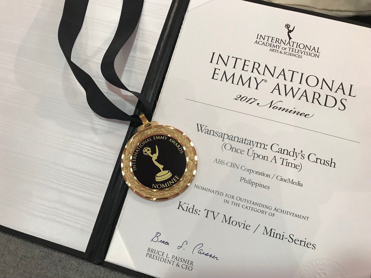 ABSCBNpr's tweet photo. Dreamscape business unit head Julie Anne Benitez and "Wansapanataym" executive producer Brenda Lee Estopacio at the International Emmy Kids Awards ceremony in France. "Wansapanataym" is the only Filipino program nominated in the prestigious award-giving body. #WansaForiEmmysKids https://t.co/XFkWxIlD2Q