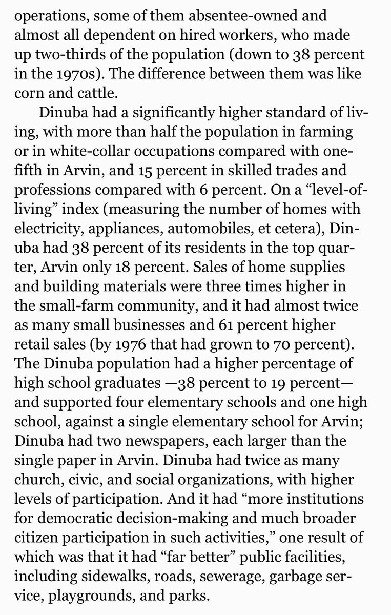 It turns out that smaller farms not only yield more food and higher value food per acre they also enrich the local area, provide basis for a higher standard of living and create more jobs and services. Kirkpatrick Sale: