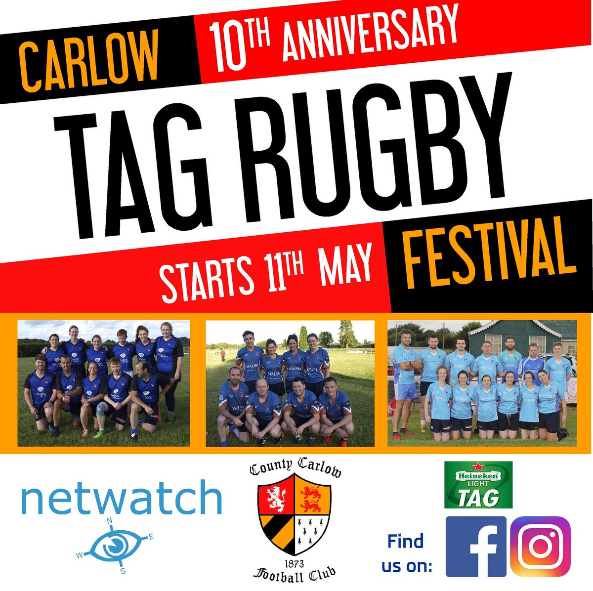 carlowrugby's tweet photo. 2 training weeks start on the 11th and 18th of May followed by the first league match the week after!
Friday night Tag this year. #tag2018 #tagrugby #carlowrugby https://t.co/N4cWBHF3I5