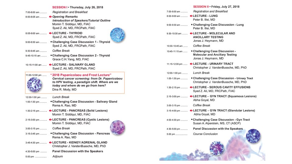 PapSociety's tweet photo. The Papanicolaou and Frost 2018 #cytoPath Tutorial: A @WCMCPathology and @JHUPath Partnership in Excellence in New York City, July 26 &amp; 27, 2018. 

Register by following this link: https://t.co/g47Oso5OSv https://t.co/P9IQhTGWKr
