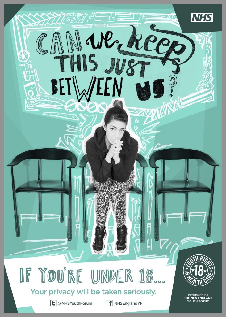 NHS's tweet photo. So the @NHSYouthForum healthcare rights posters were born! They’re designed to be in any healthcare environment where a young person may see them! I’ve also seen them adapted into handouts, the resources can all be downloaded from https://t.co/oWvwSrbcfi https://t.co/bb6UXw63AG
