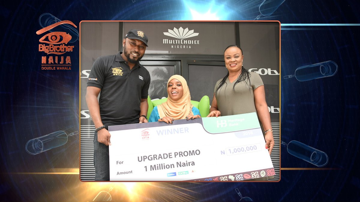 DStvNg's tweet photo. Ms. Jumai Abdullahi has won herself the HoH chair and N1 million Naira in the #BBNaija Upgrade Promo. The chair is supplied by @e20_creazioni. You too could win, check it out here: https://t.co/PafbHFYoOQ #BBNaija #DoubleWahala #ItPaysToUpgrade https://t.co/1pNvY6UU3C
