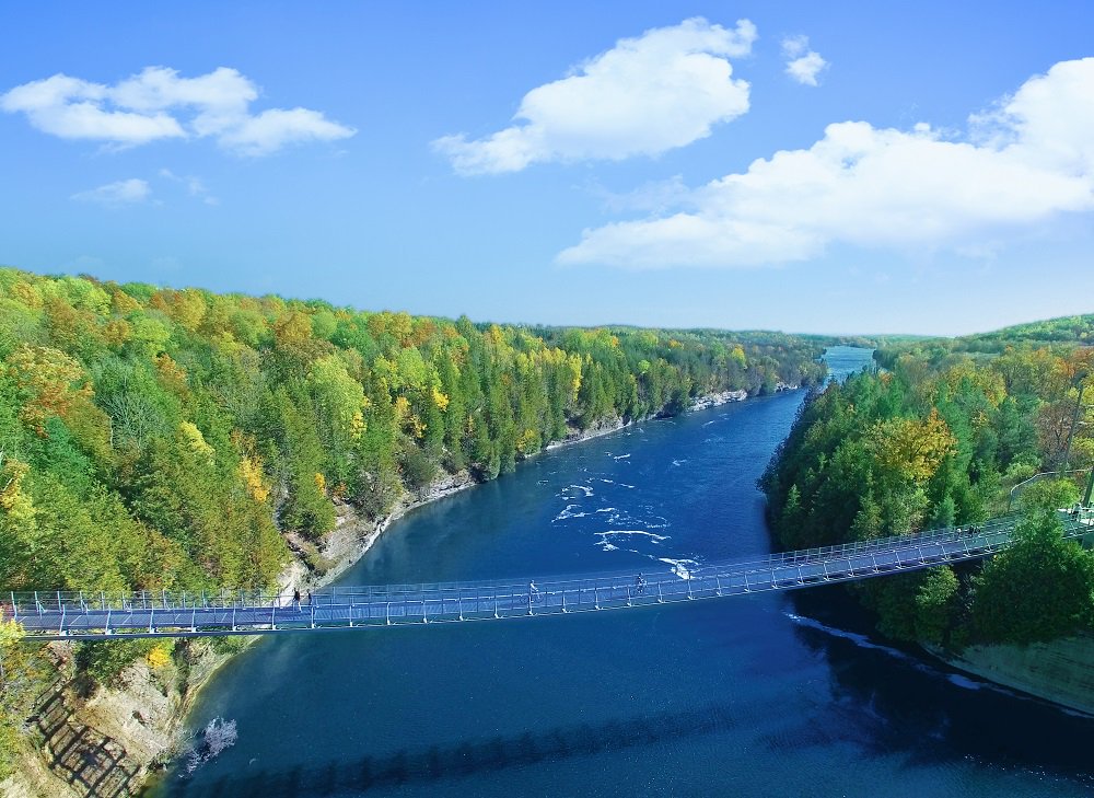 Visitors love the magnificent views of #FerrisPP's Trent River gorge from the Ranney Gorge Suspension Bridge: bit.ly/2DP2hpO