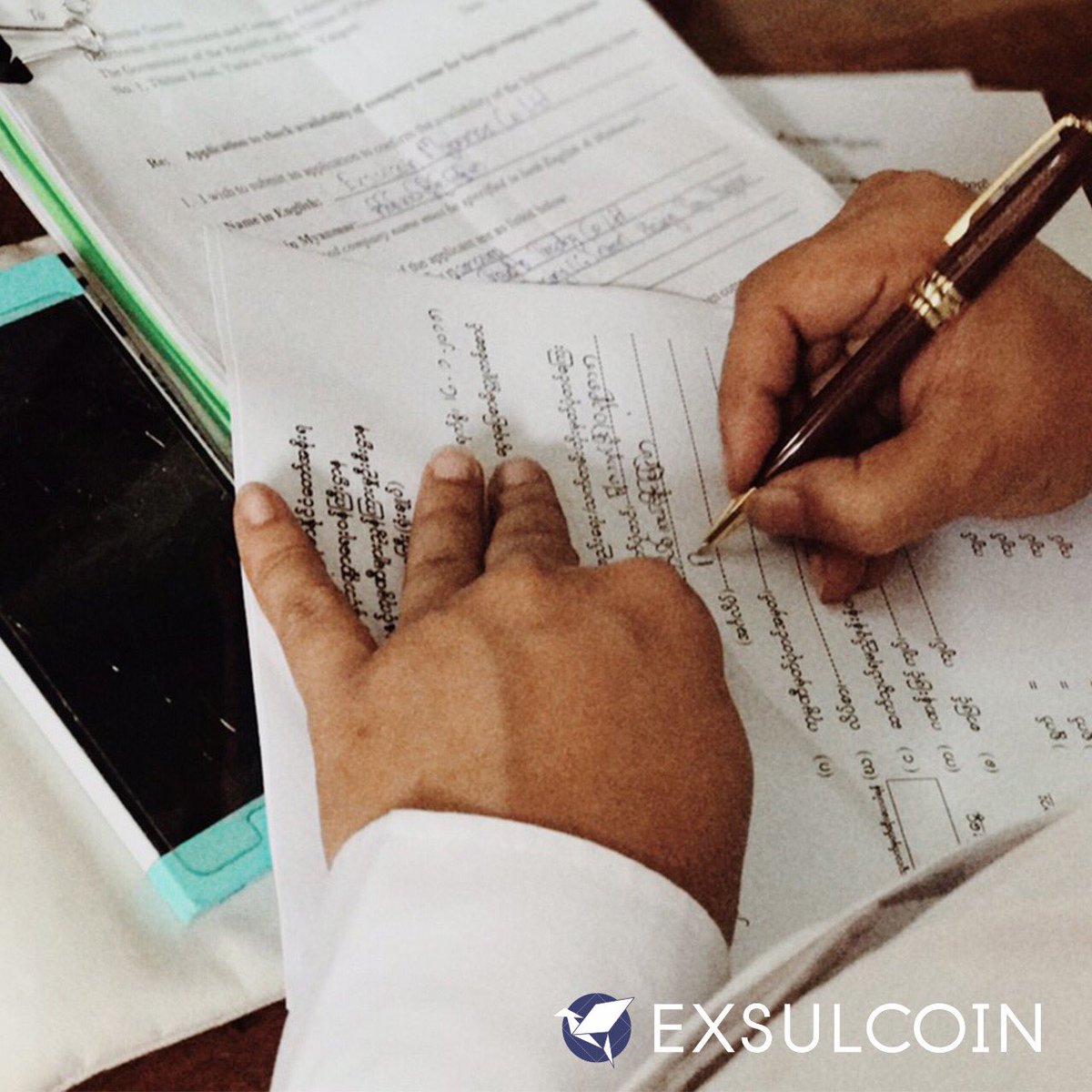 ExsulCoin's tweet photo. Putting our intentions to paper—registering our Myanmar corporation for ExsulCoin. https://t.co/m8Q5Hmvg7B