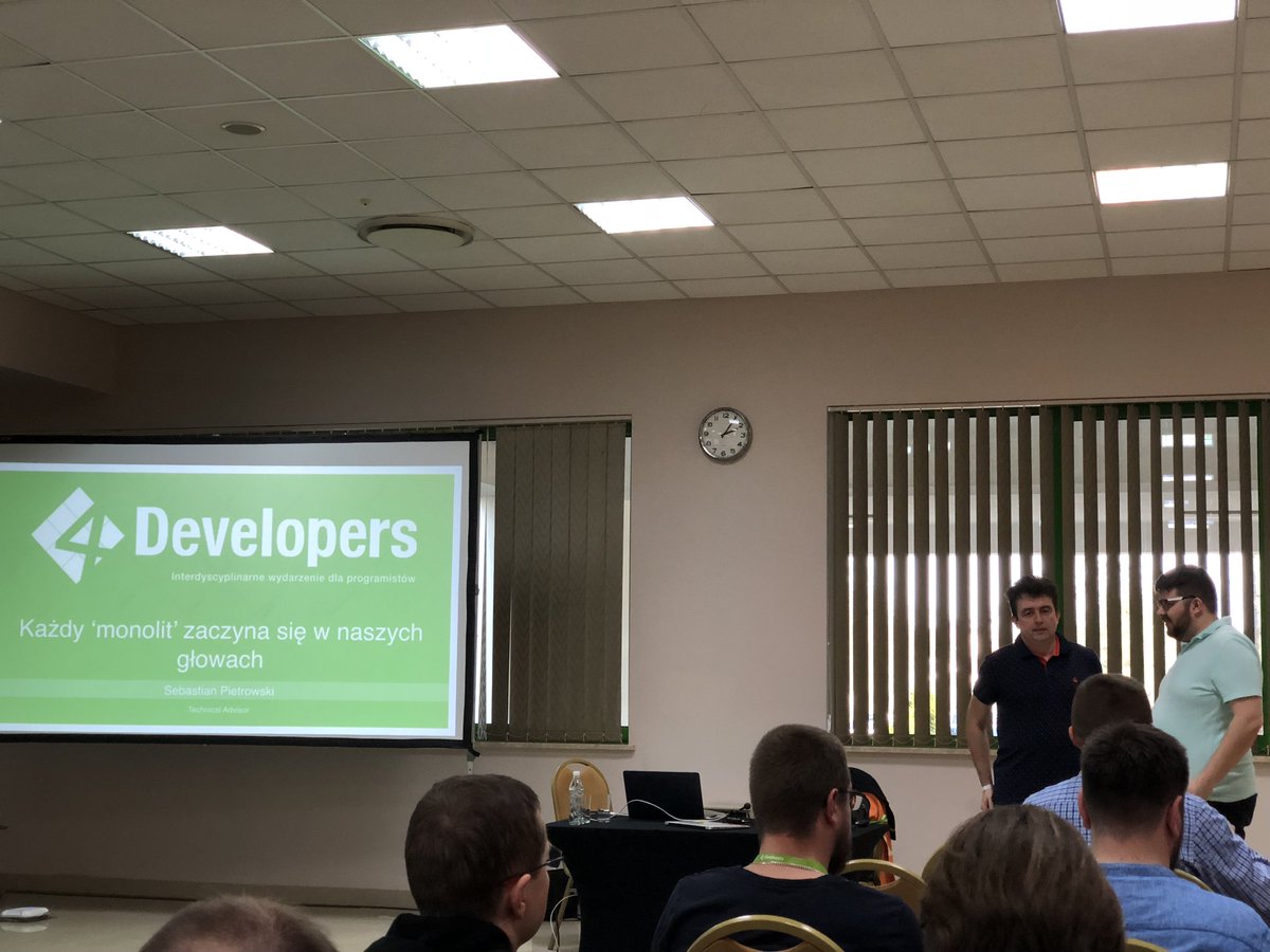 #4developers <a href="/pedrowaty/">pedrowaty</a>’s talk on monoliths, legacy and technical debt starts in 10 minutes!