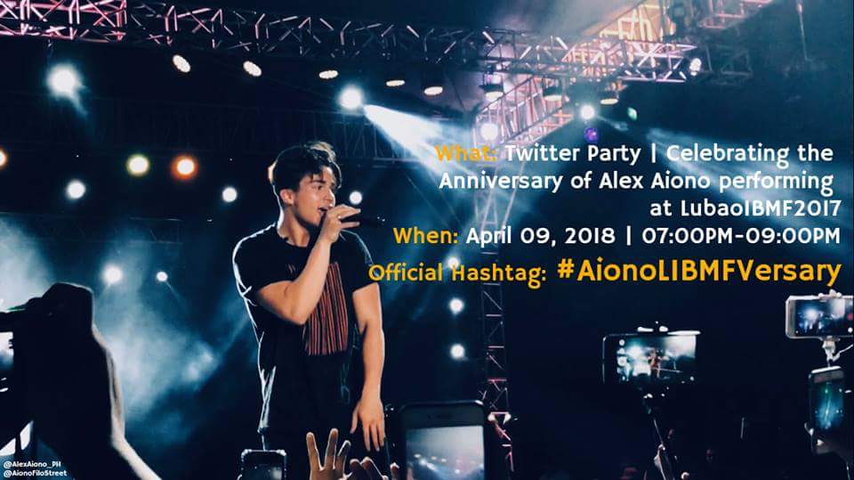 AlexAiono_PH's tweet photo. 1 YEAR AGO, Alex went to the Philippines to perform at #LubaoIBMF2017 Because of the intense support we gave him, he came back this year for a 3 day mall tour!

In collab w @AIONOFILOSTREET we bring you a twitter party to celebrate 1 year since then❤

#AionoLIBMFVersary (tag us) https://t.co/1Th3KMPmMz