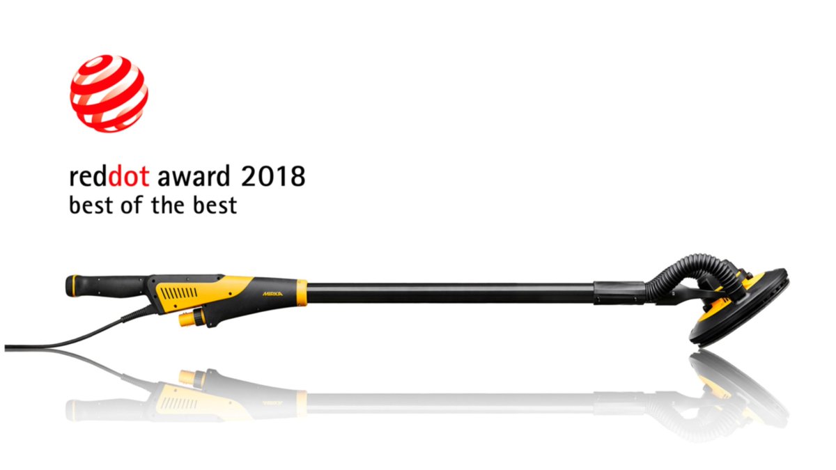 MirkaUK's tweet photo. We are so pleased to announce that the brand new Mirka LEROS has won the Red Dot: Best of the Best award 2018 for groundbreaking design! 🎉 https://t.co/ayh7oACqDX