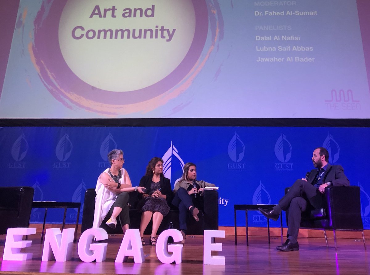 crisnavarroruiz's tweet photo. A panel on Kuwaiti art communities kicks off #theseen at #gust @GUST_Official @TheSeen_Gust https://t.co/V57DM8Cpxh